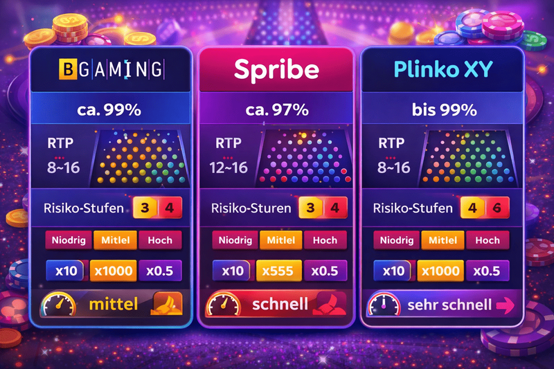 

vergleich von plinko anbietern bgaming spribe und plinko xy mit rtp und multiplikatoren

